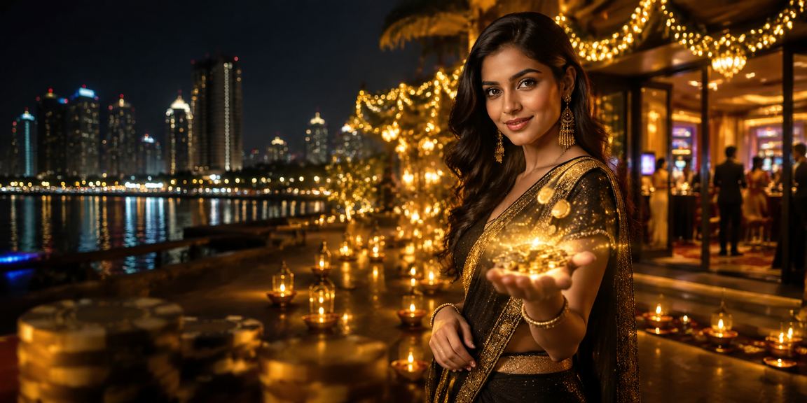 Mumbai Bandra entertainment district with Diwali festival lights